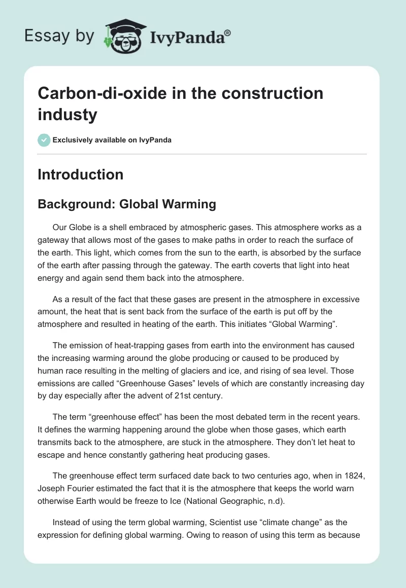 Carbon-DI-Oxide in the Construction Industy. Page 1