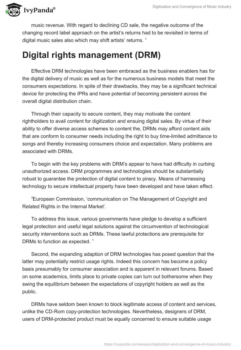 Digitization and Convergence of Music Industry. Page 2