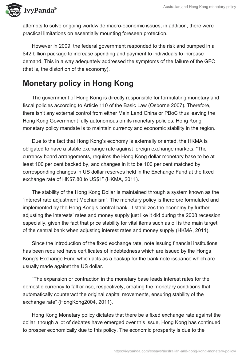 Australian and Hong Kong monetary policy. Page 4