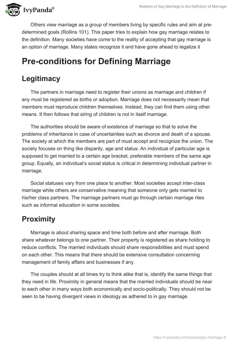 Relation of Gay Marriage to the Definition of Marriage. Page 2