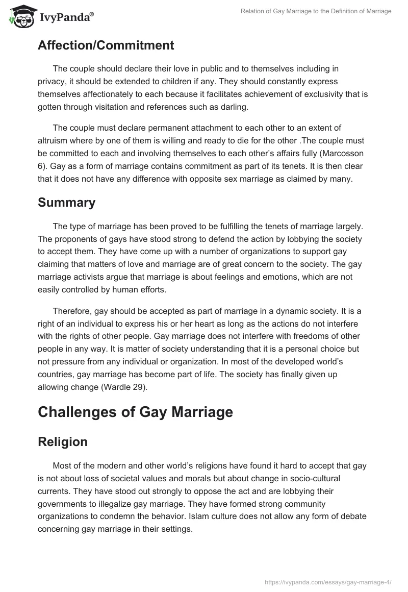 Relation of Gay Marriage to the Definition of Marriage. Page 3