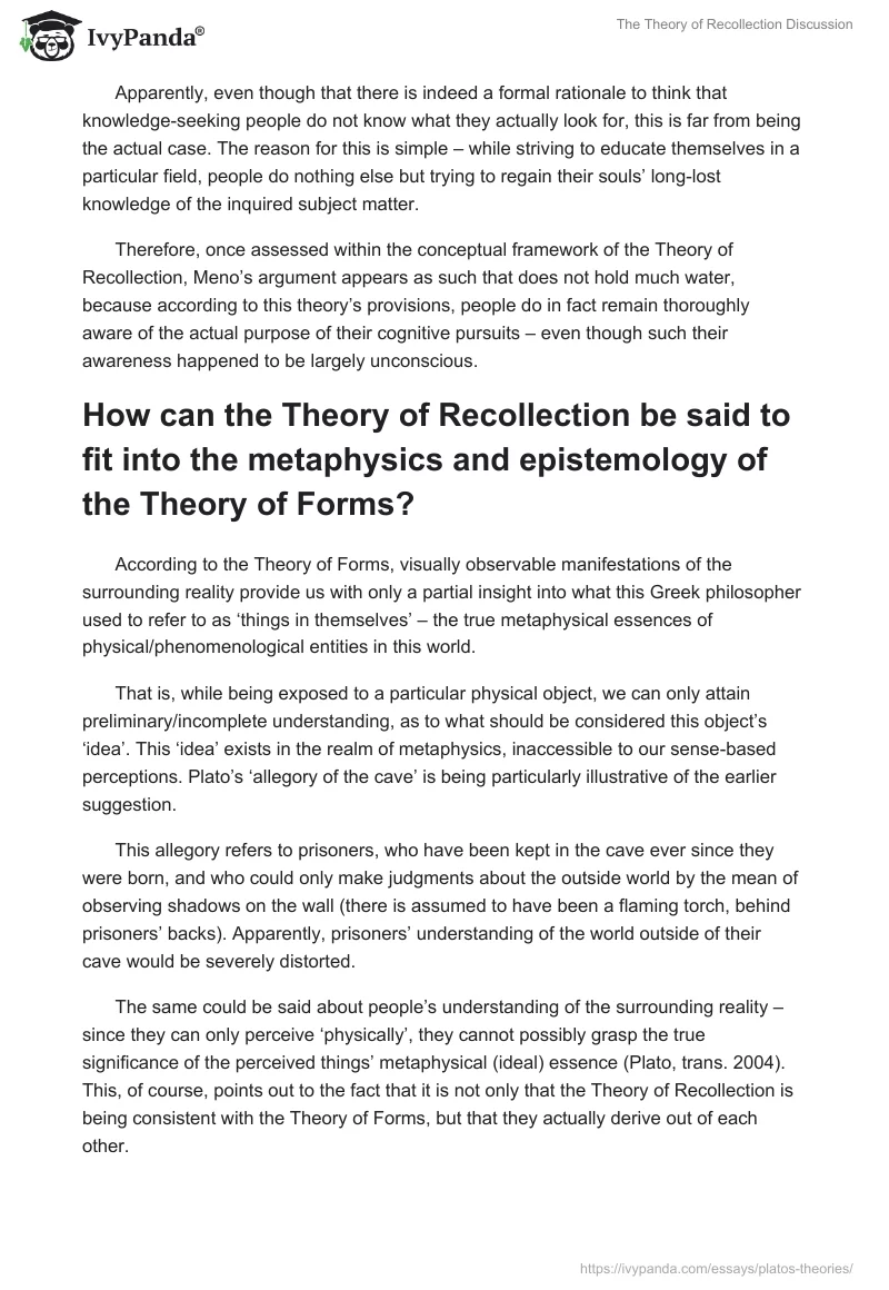 The Theory of Recollection Discussion. Page 2