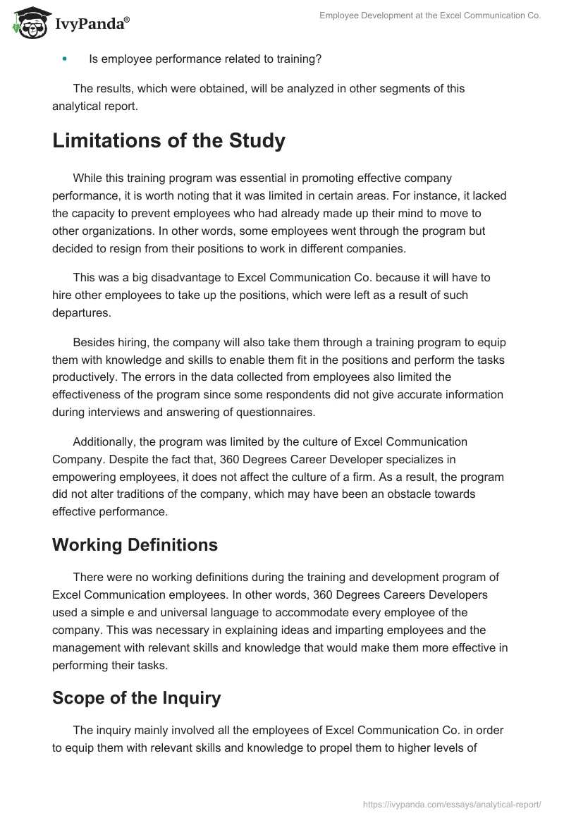 Employee Development at the Excel Communication Co.. Page 4