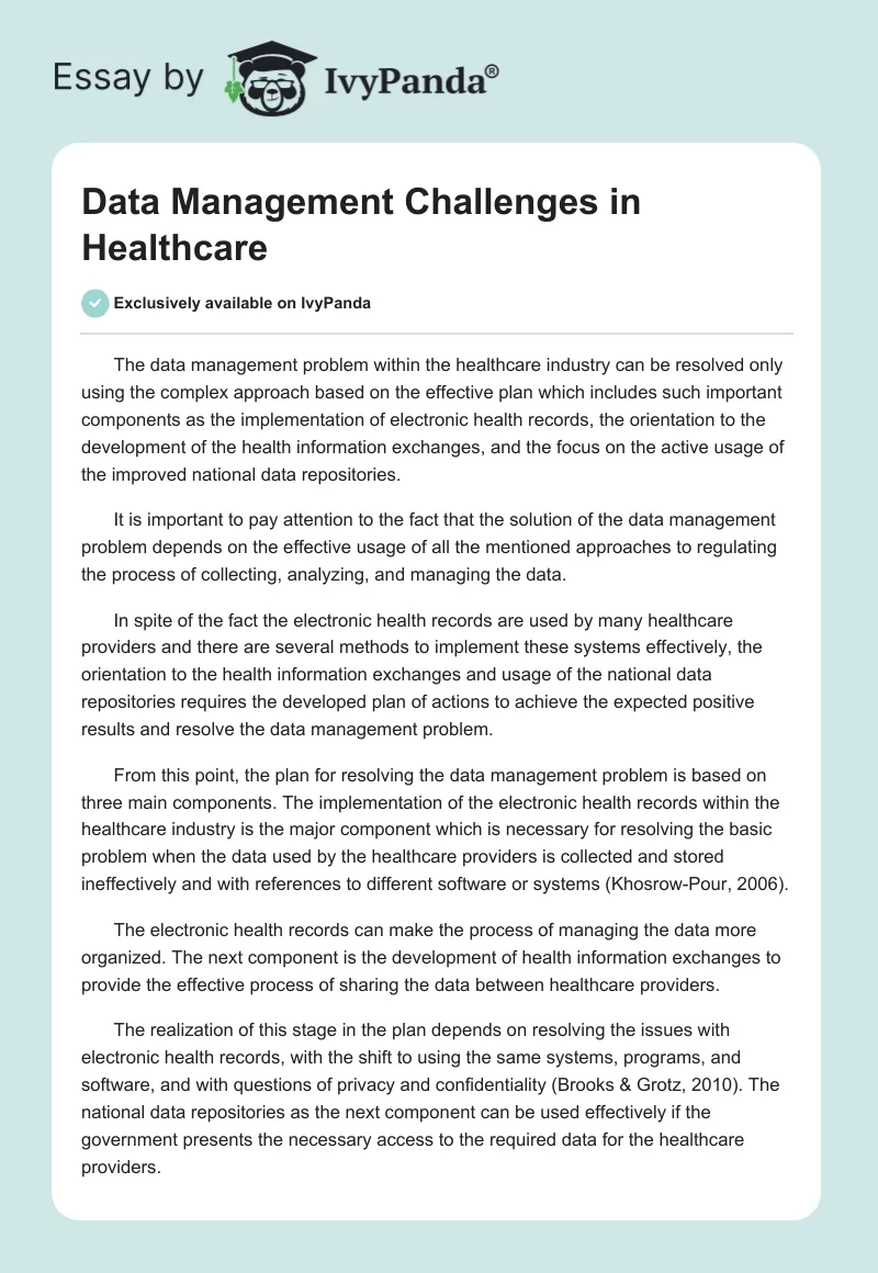 Data Management Challenges in Healthcare. Page 1