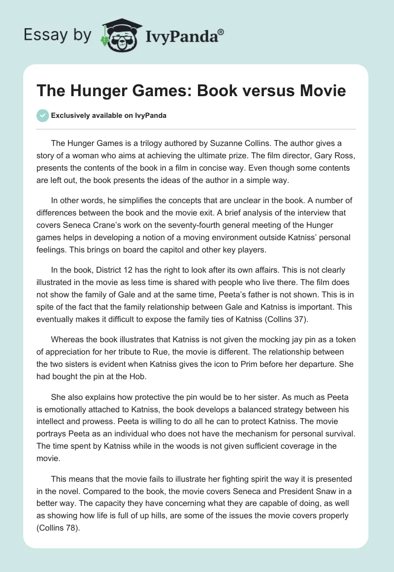 The Hunger Games: Book Versus Movie. Page 1