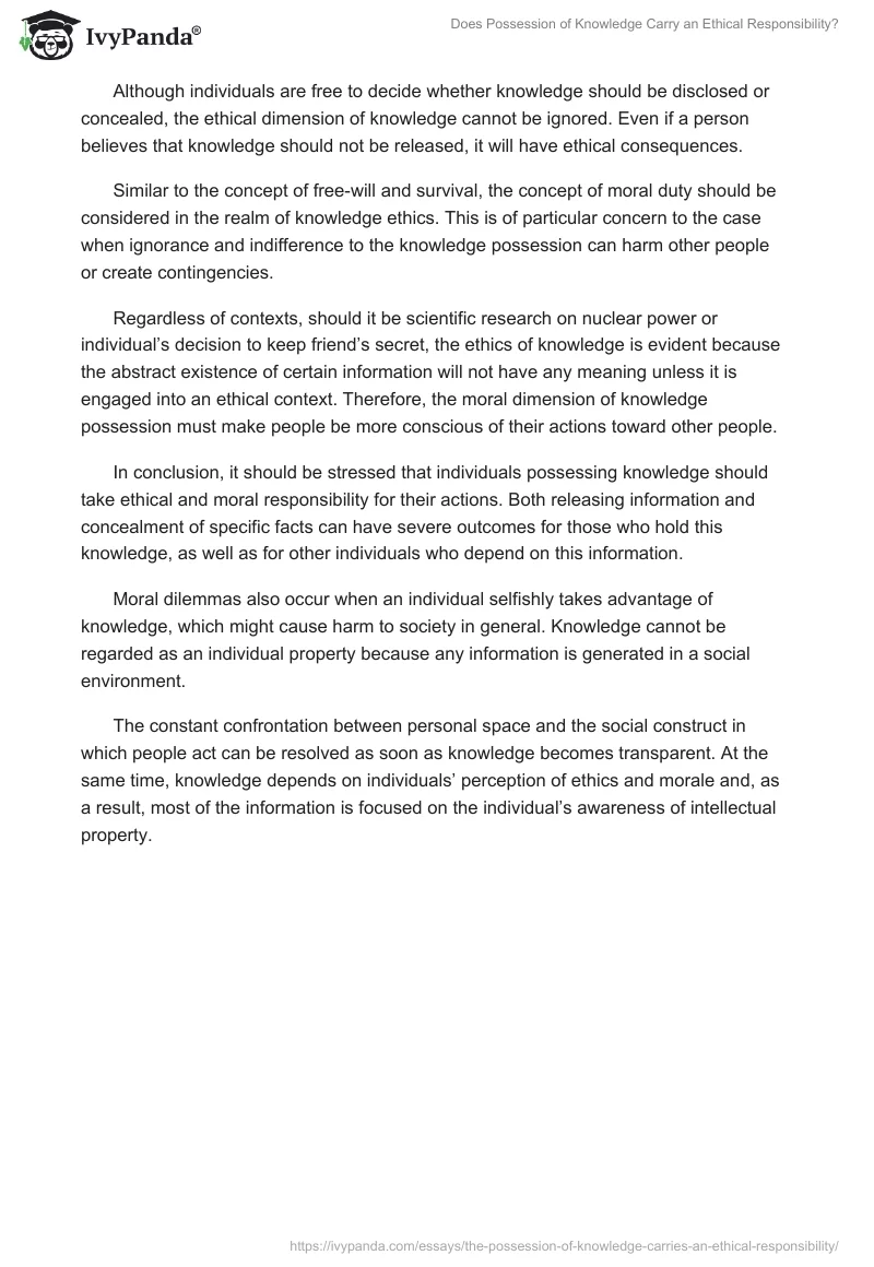 Does Possession of Knowledge Carry an Ethical Responsibility?. Page 4