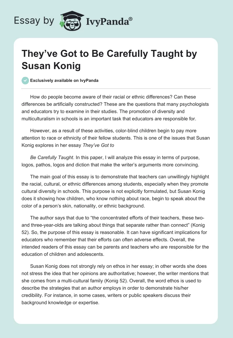 They’ve Got to Be Carefully Taught by Susan Konig. Page 1