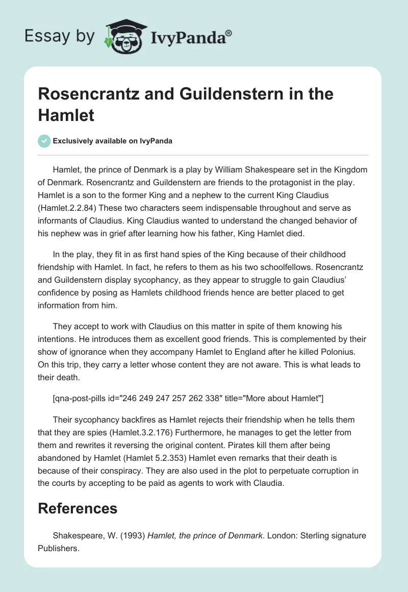 Rosencrantz and Guildenstern in the "Hamlet". Page 1