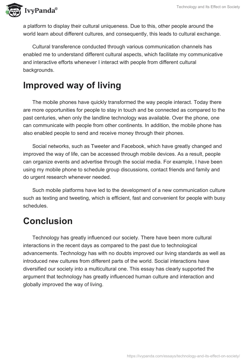 Technology and Its Effect on Society. Page 2