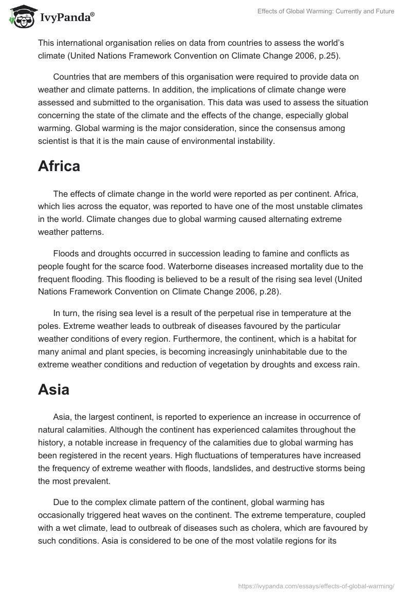 Effects of Global Warming: Currently and Future. Page 2