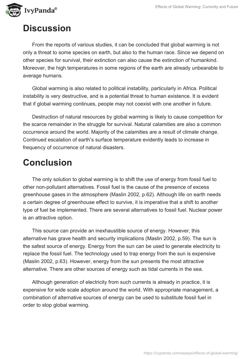 Effects of Global Warming: Currently and Future. Page 5