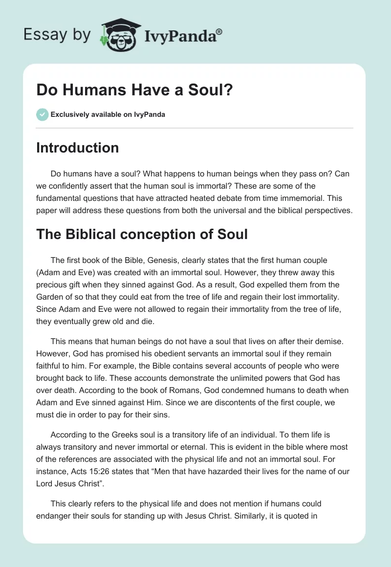 Do Humans Have a Soul?. Page 1