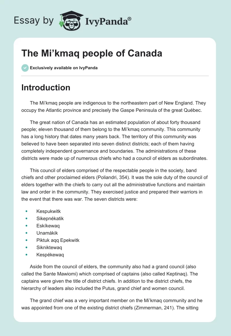 The Mi’kmaq people of Canada. Page 1