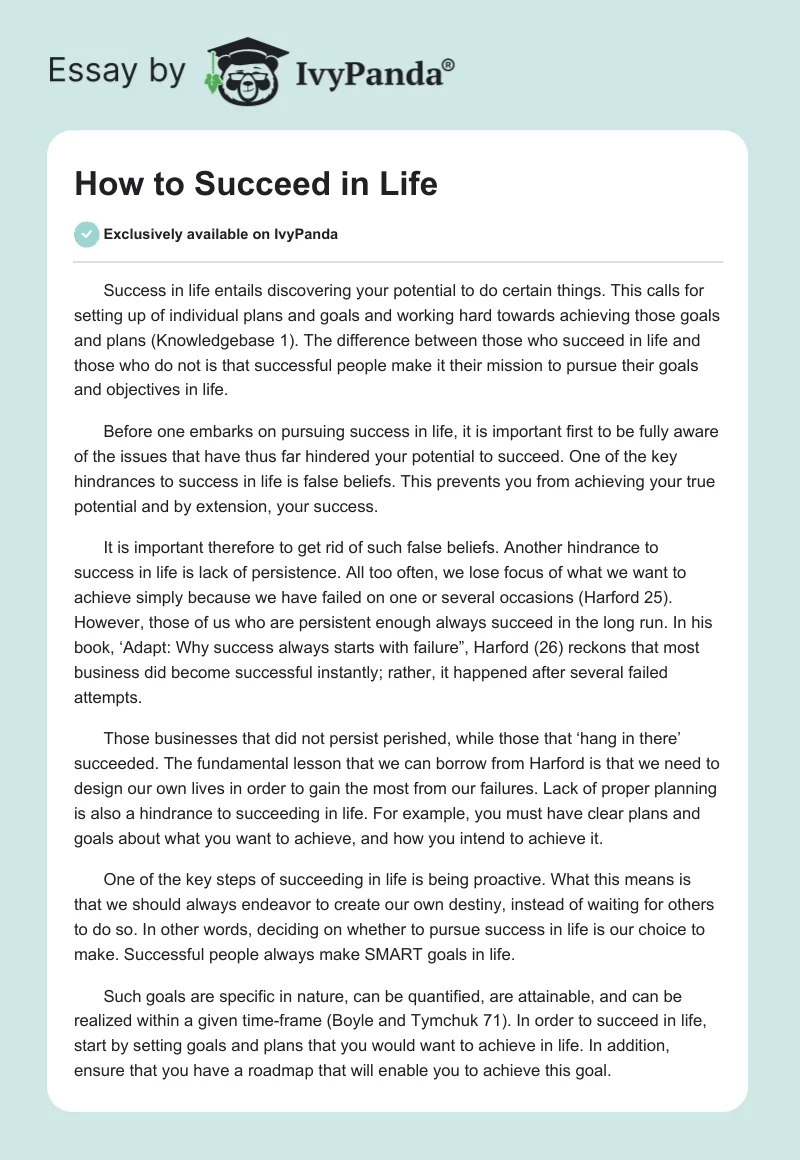 How to Succeed in Life. Page 1