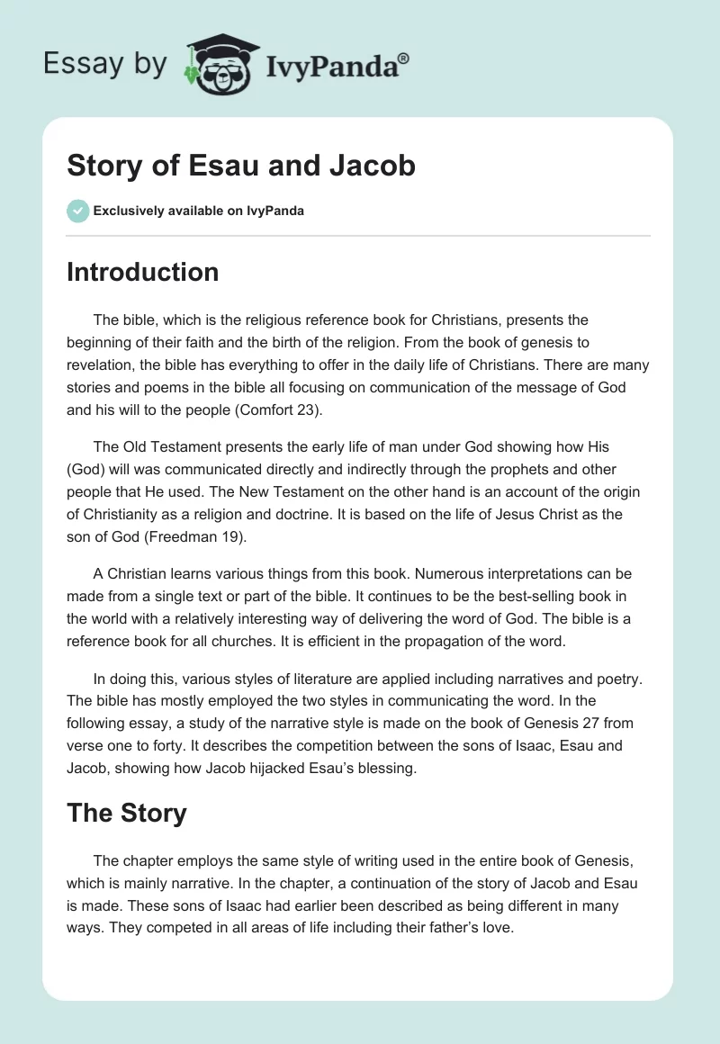 Story of Esau and Jacob. Page 1