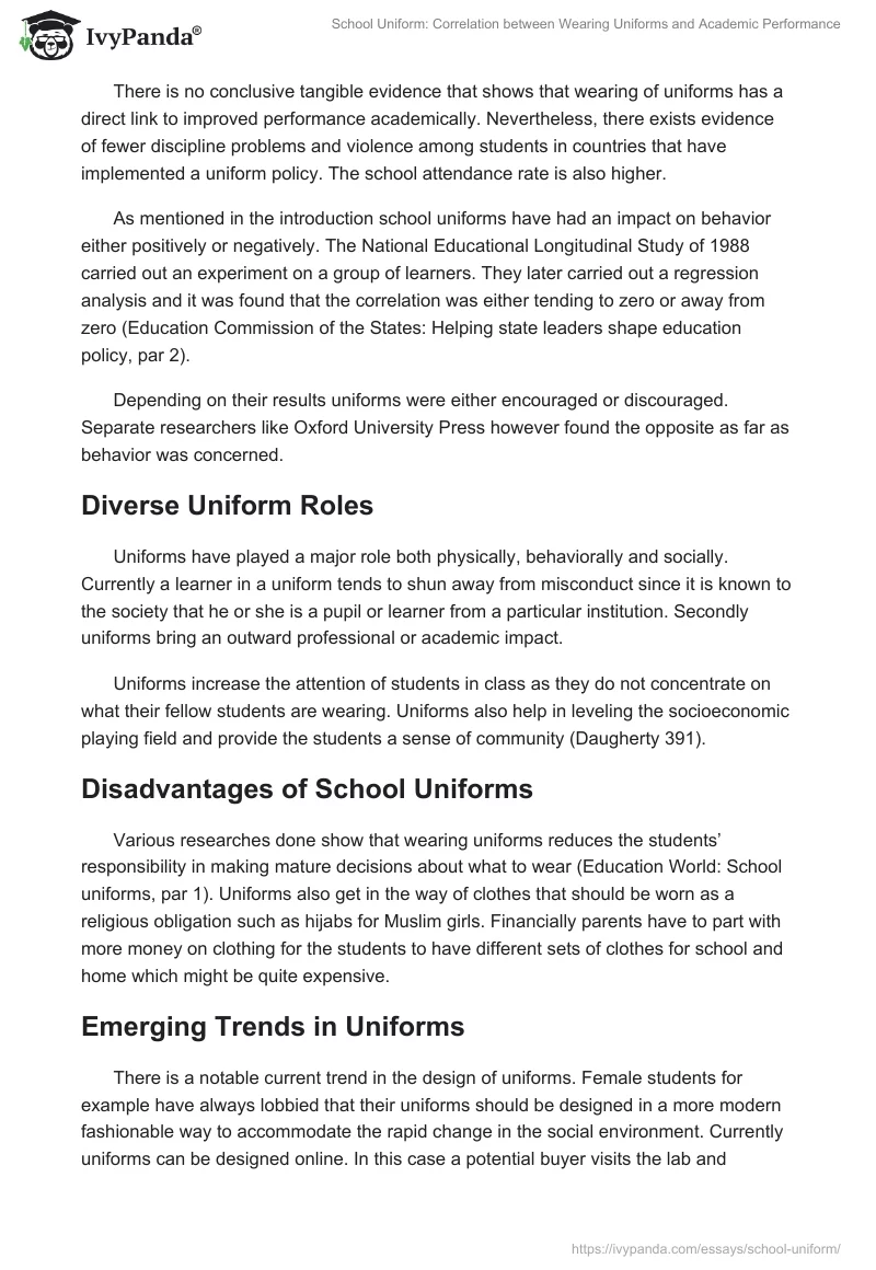 School Uniform: Correlation Between Wearing Uniforms and Academic Performance. Page 2