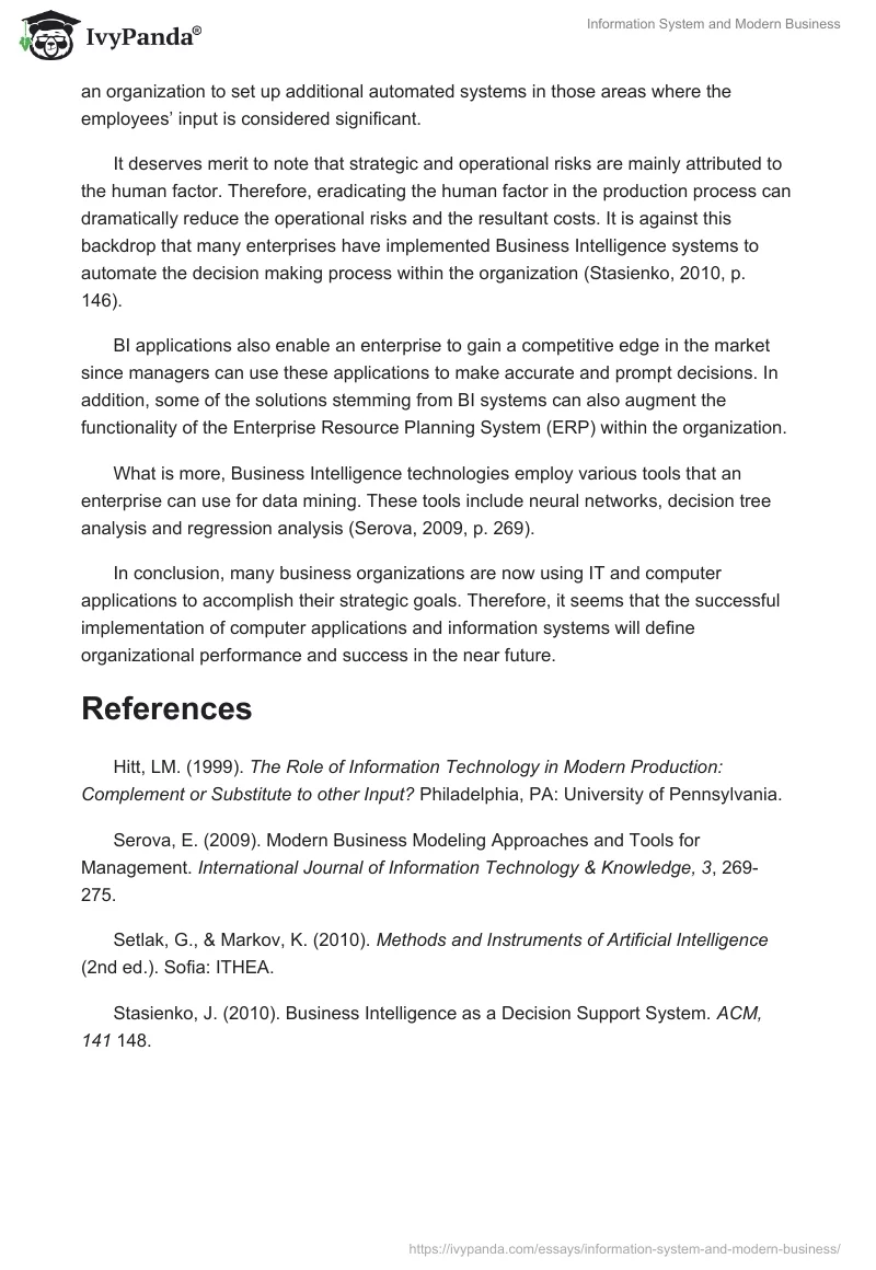 Information System and Modern Business. Page 3