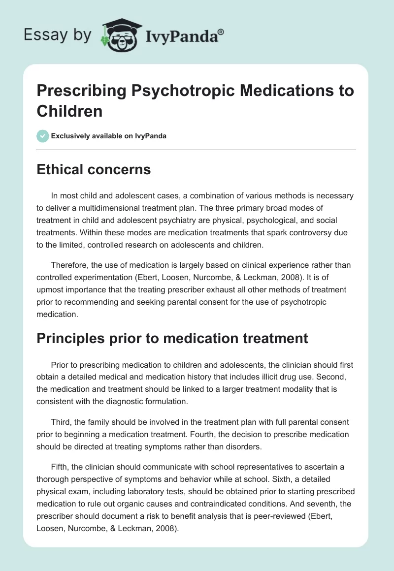 Prescribing Psychotropic Medications to Children. Page 1