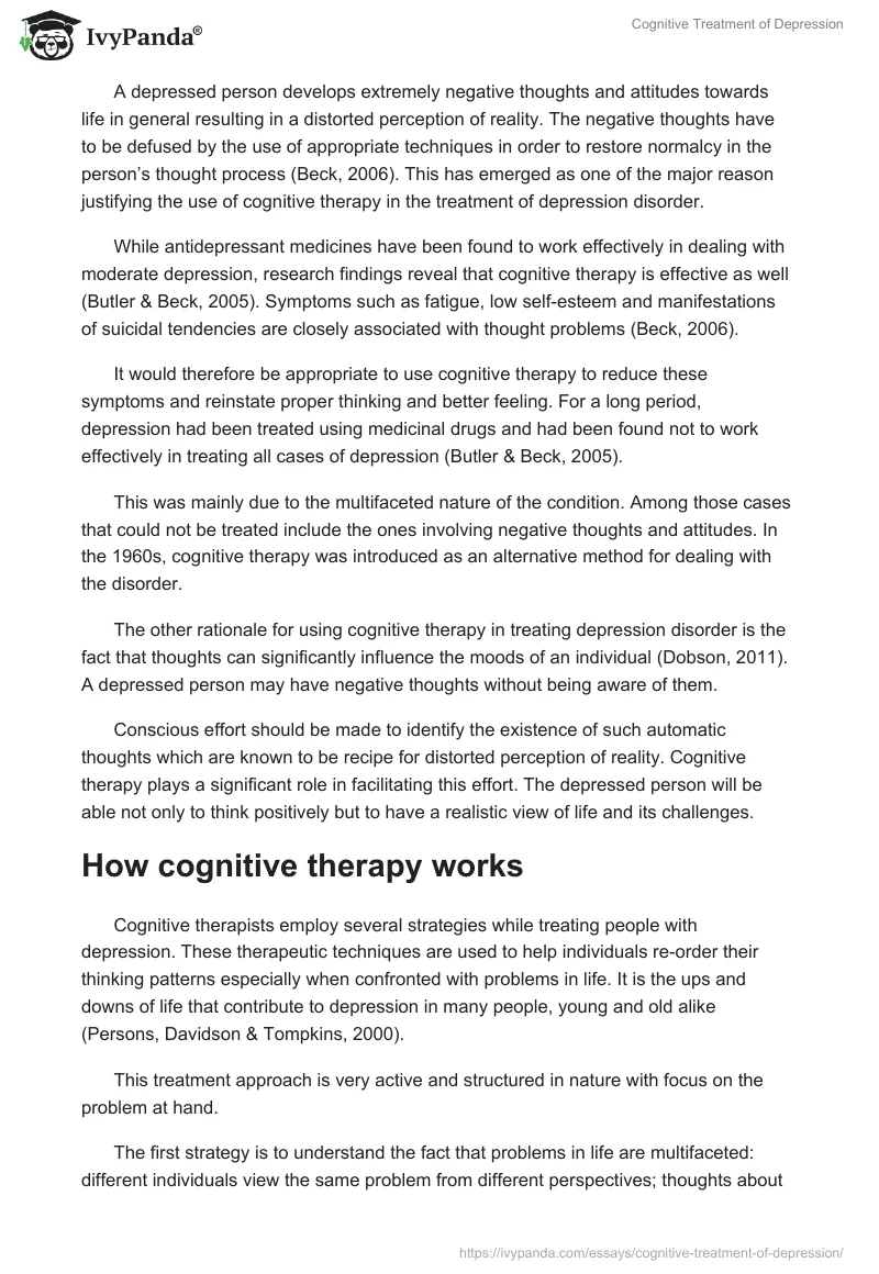 Cognitive Treatment of Depression. Page 2