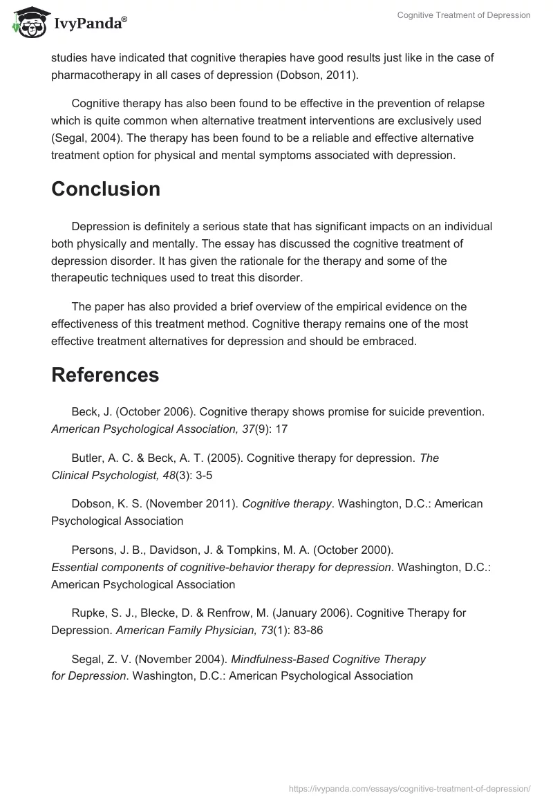 Cognitive Treatment of Depression. Page 4