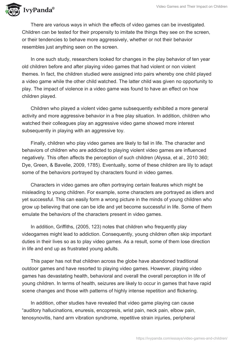 Video Games and Their Impact on Children. Page 3
