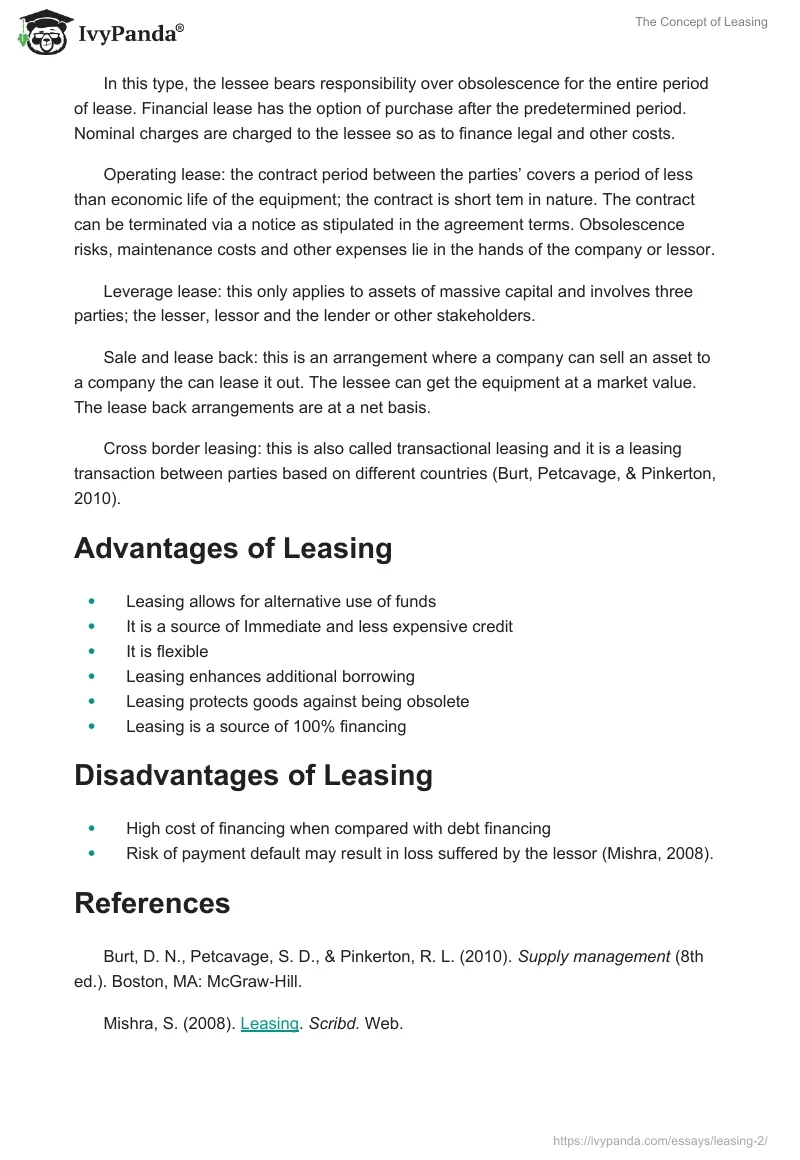 The Concept of Leasing. Page 2