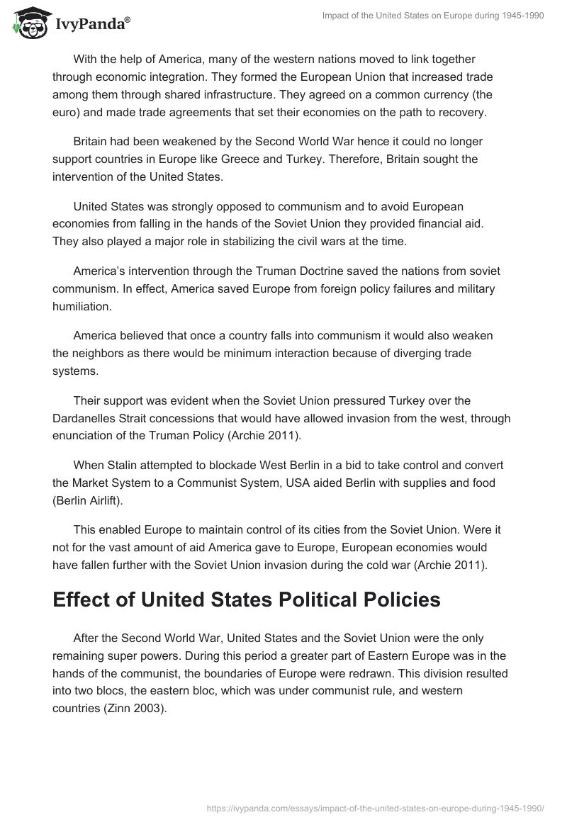 Impact of the United States on Europe During 1945-1990. Page 2