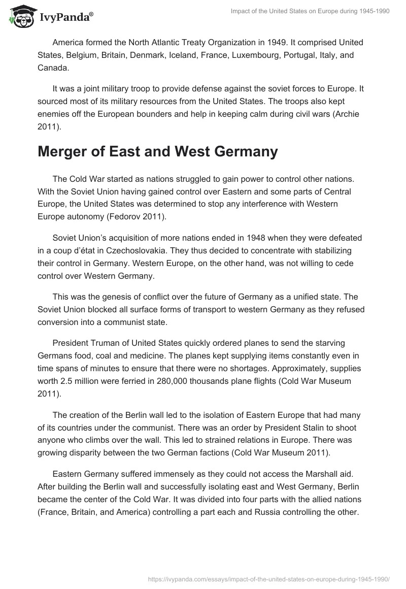 Impact of the United States on Europe During 1945-1990. Page 4