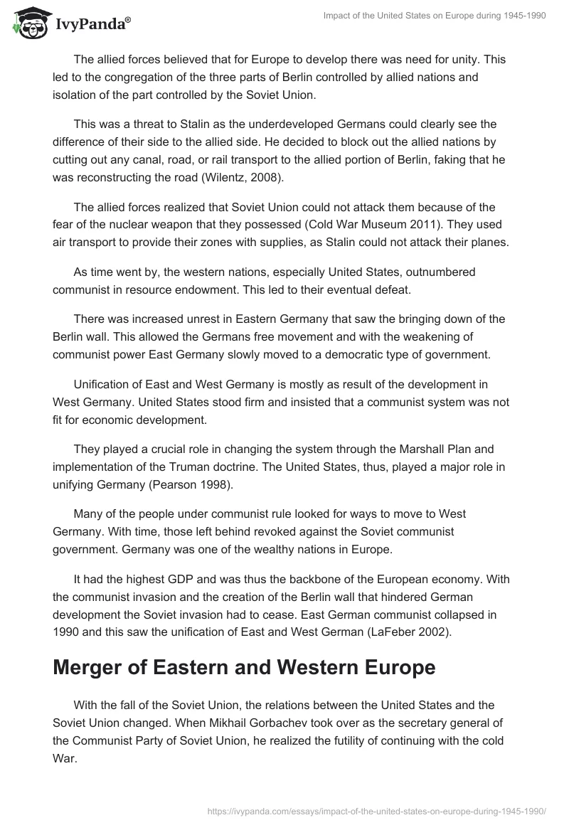 Impact of the United States on Europe During 1945-1990. Page 5