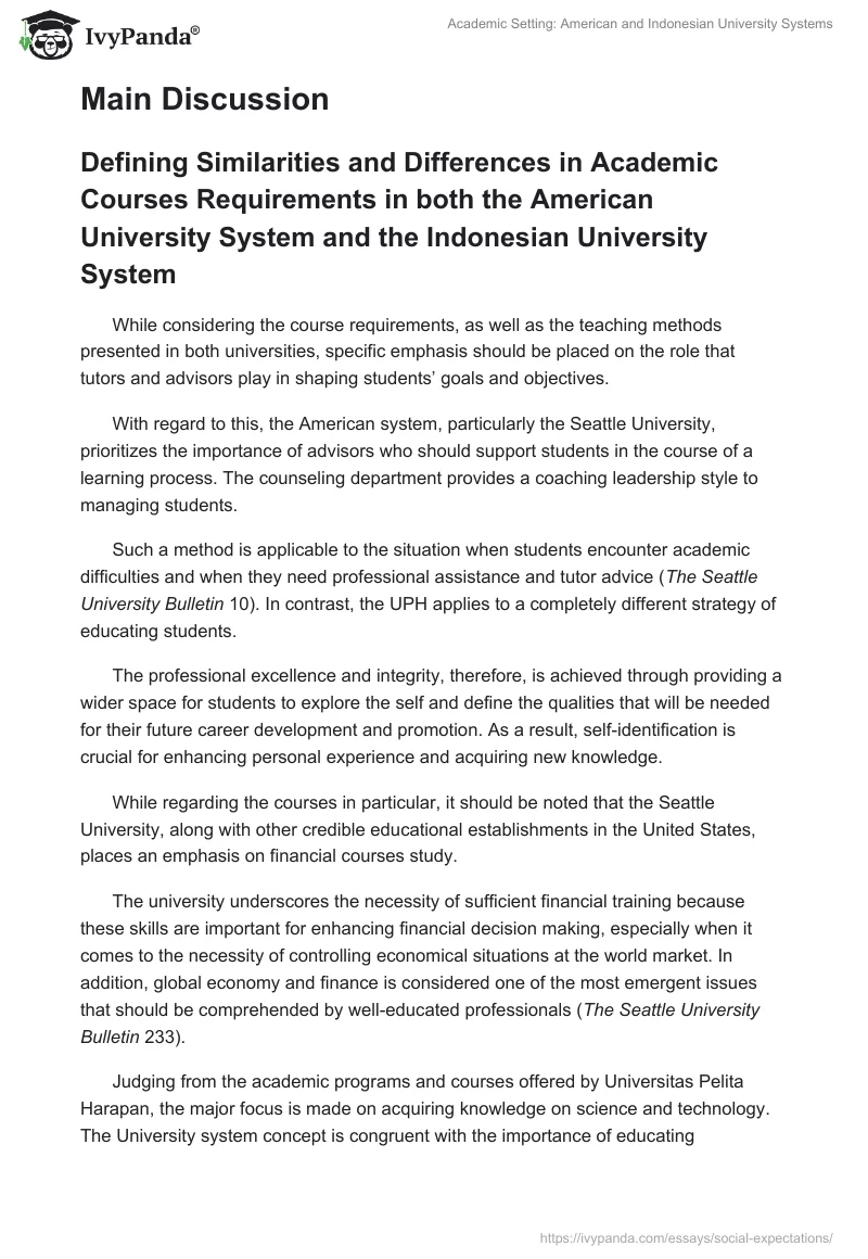 Academic Setting: American and Indonesian University Systems. Page 2