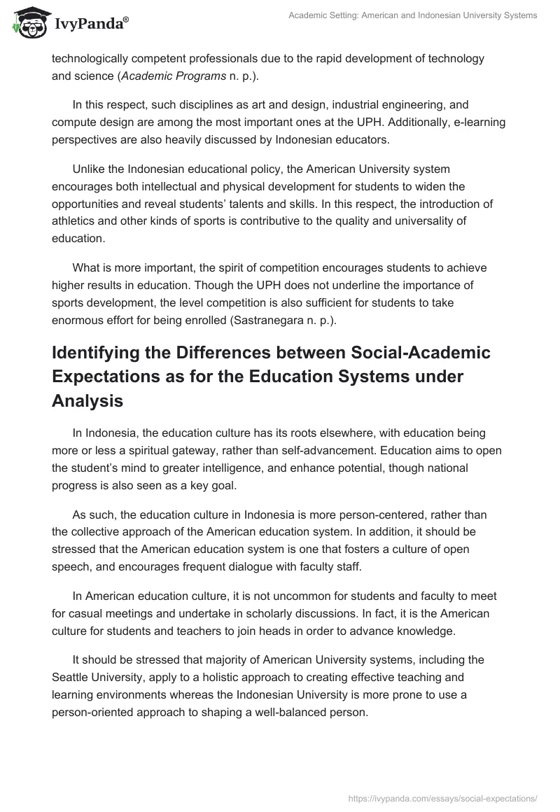 Academic Setting: American and Indonesian University Systems. Page 3