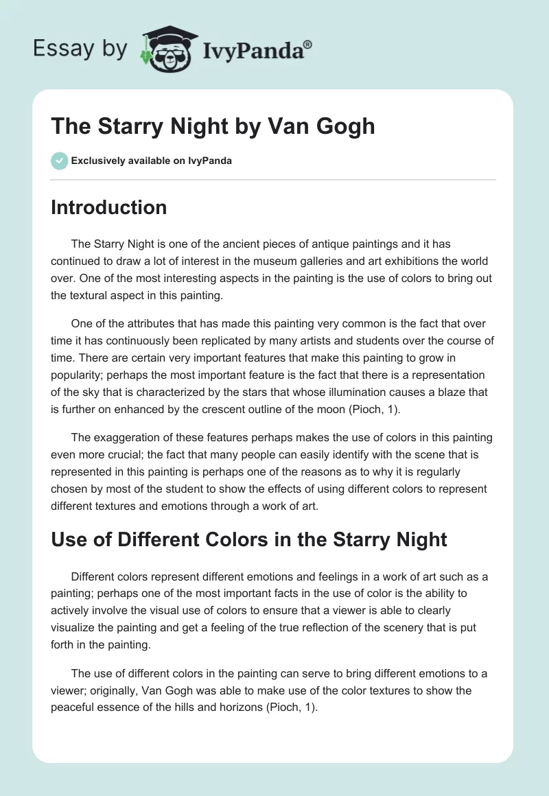 The Starry Night by Van Gogh. Page 1