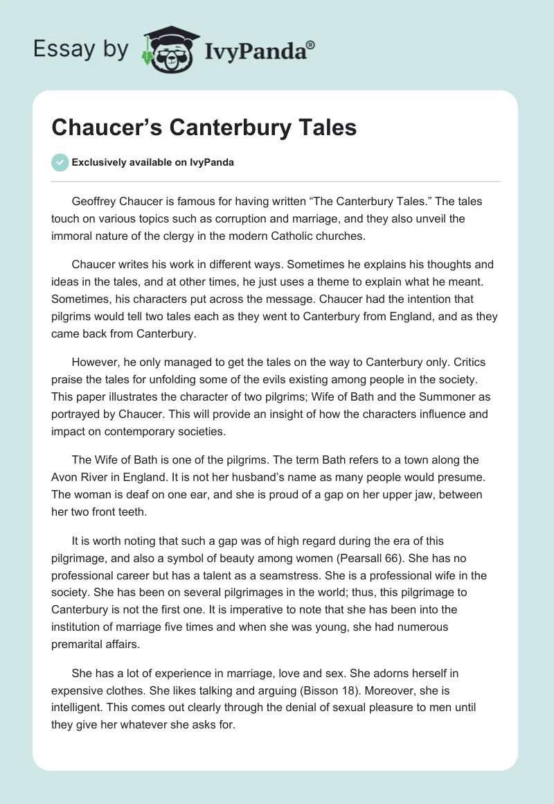 Chaucer’s The Canterbury Tales. Page 1