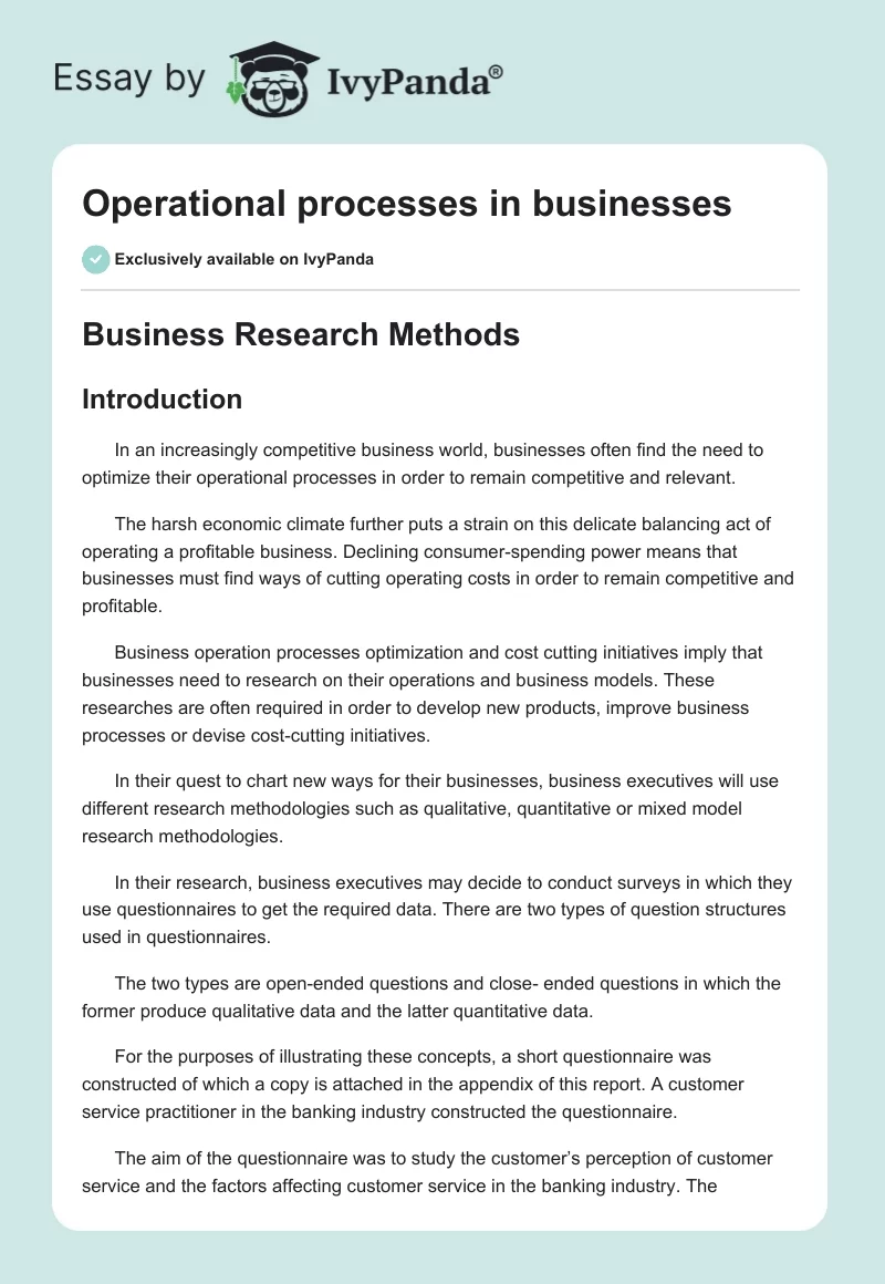 Operational processes in businesses. Page 1