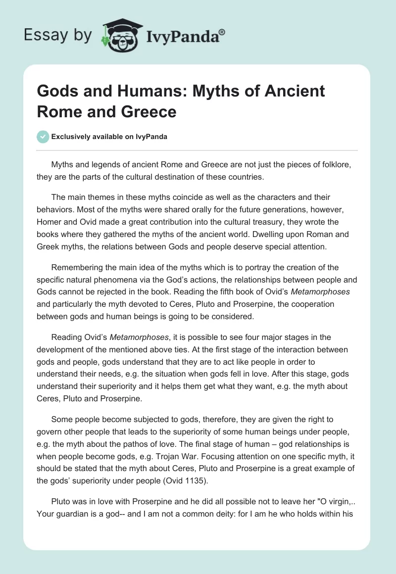 Gods and Humans: Myths of Ancient Rome and Greece. Page 1