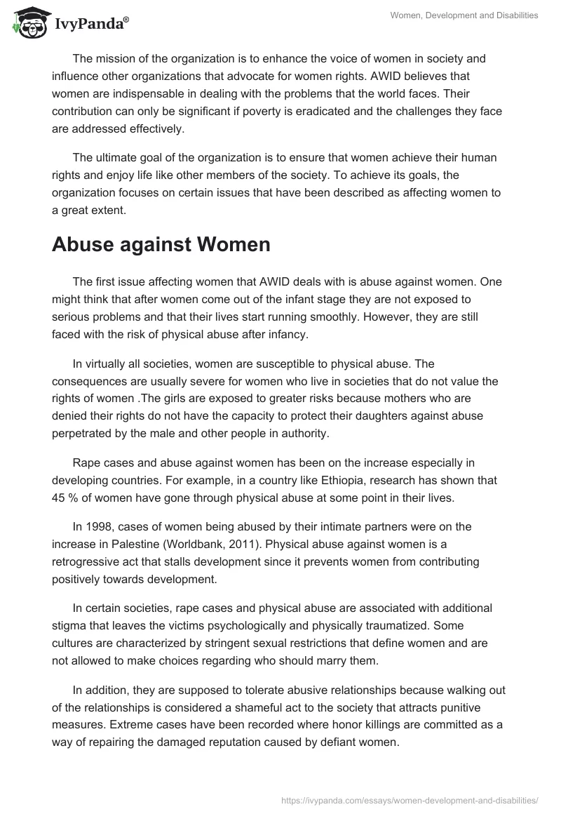 Women, Development and Disabilities. Page 2