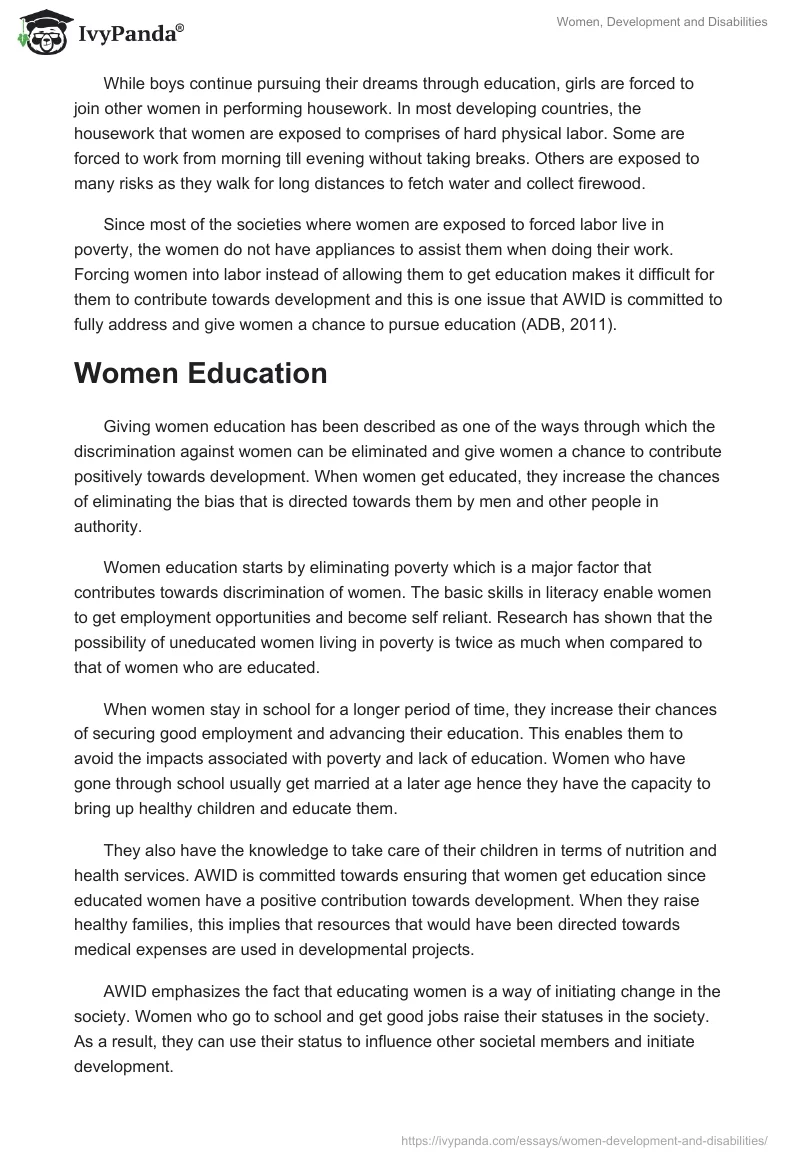 Women, Development and Disabilities. Page 4