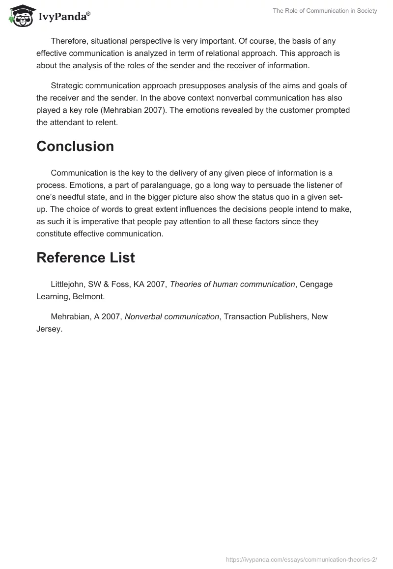 The Role of Communication in Society. Page 3