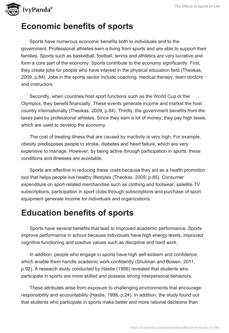The Effects of Sports on Life. Page 5