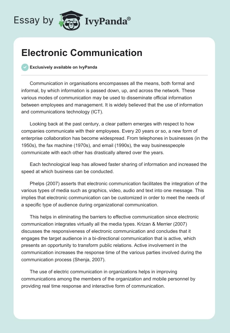Electronic Communication. Page 1