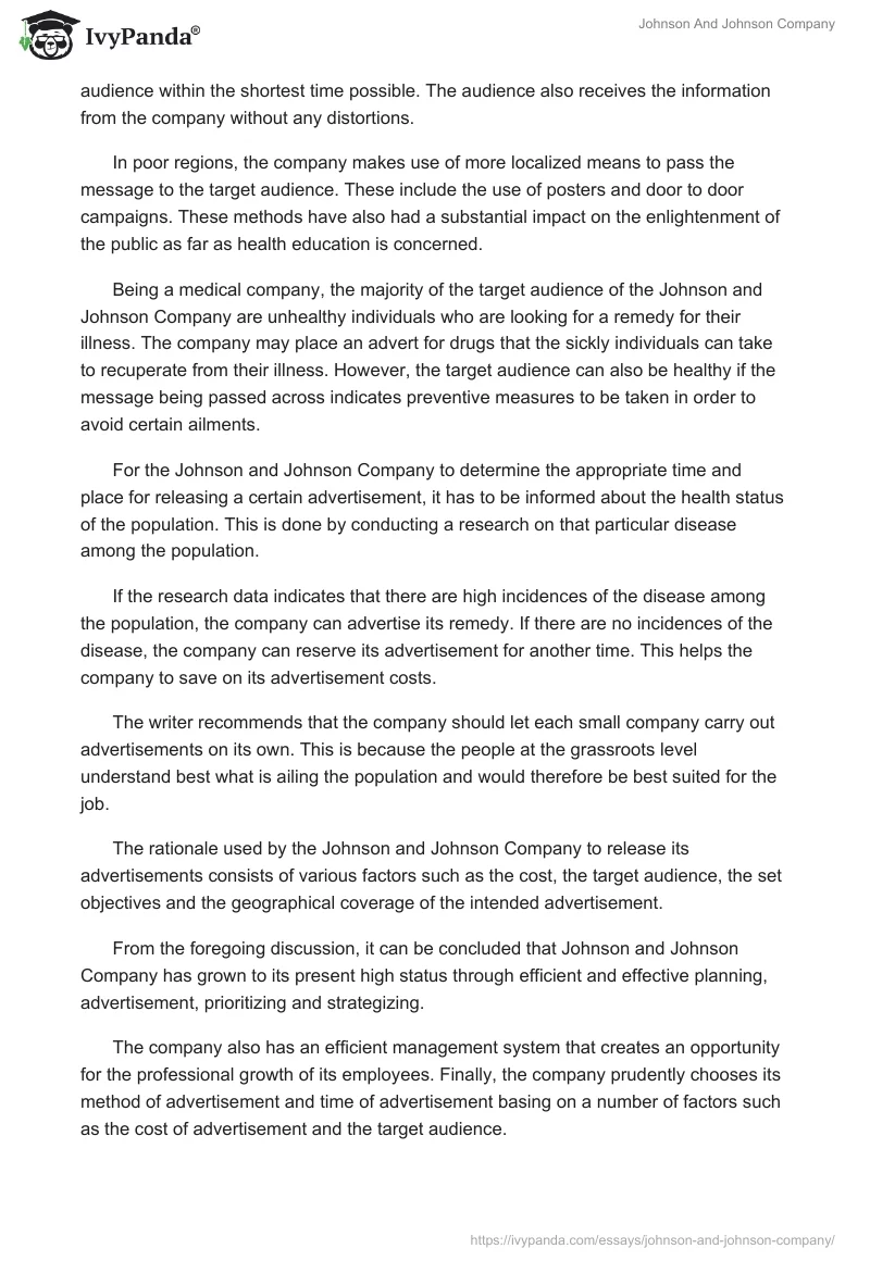 Johnson And Johnson Company. Page 3
