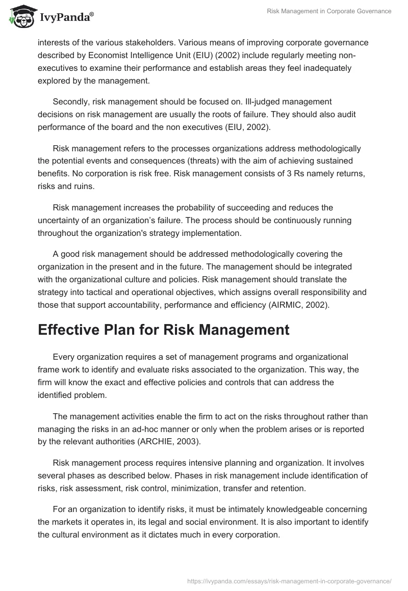 Risk Management in Corporate Governance. Page 2