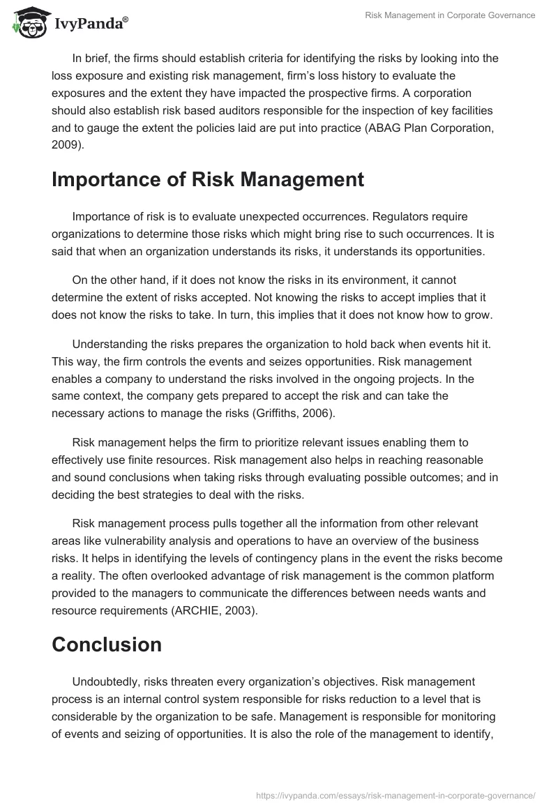 Risk Management in Corporate Governance. Page 4