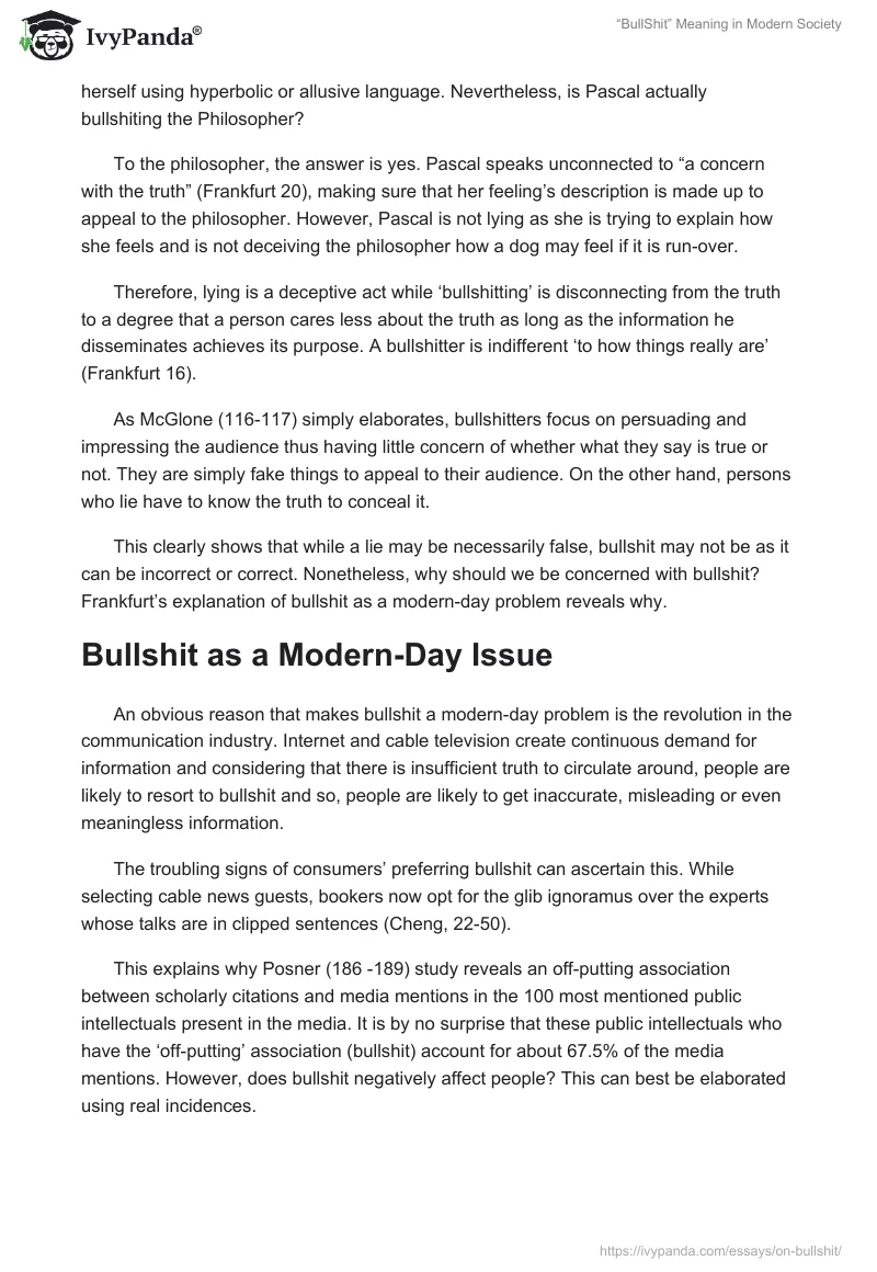 “BullShit” Meaning in Modern Society. Page 2