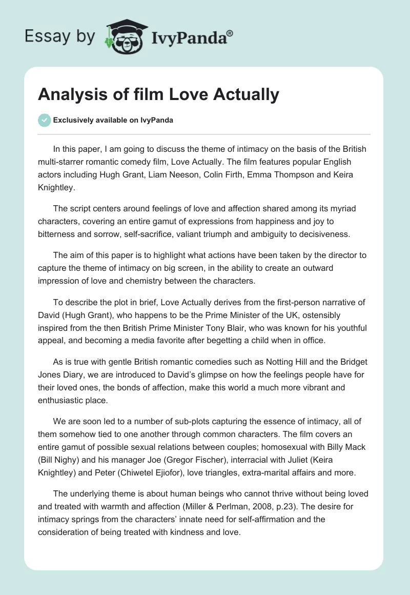 Analysis of Film Love Actually. Page 1