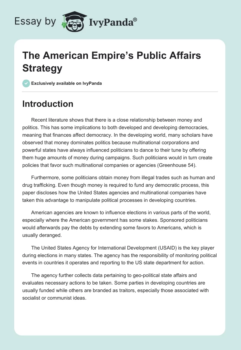 The American Empire’s Public Affairs Strategy. Page 1