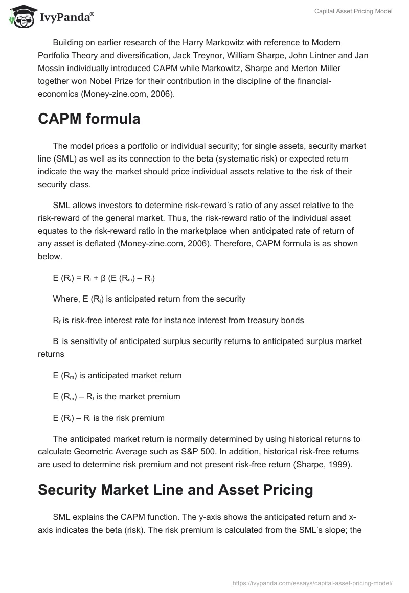 Capital Asset Pricing Model. Page 2