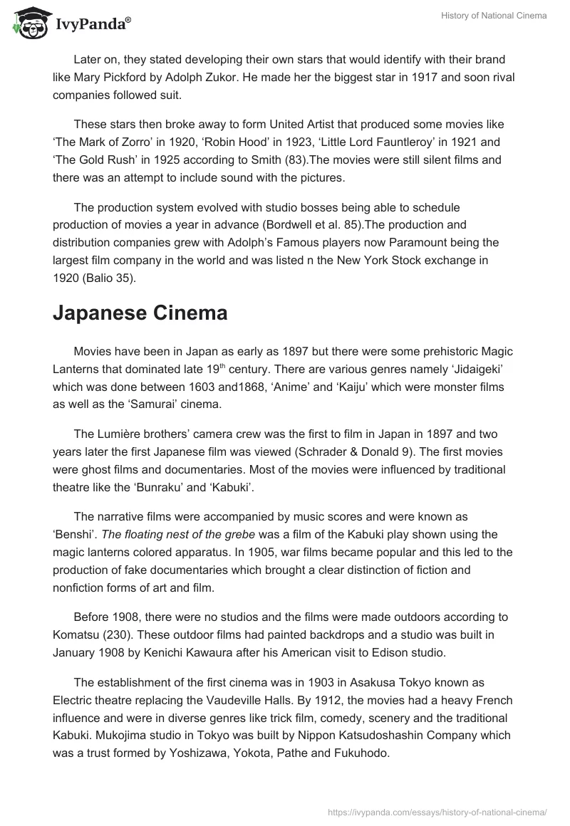 national cinema research paper