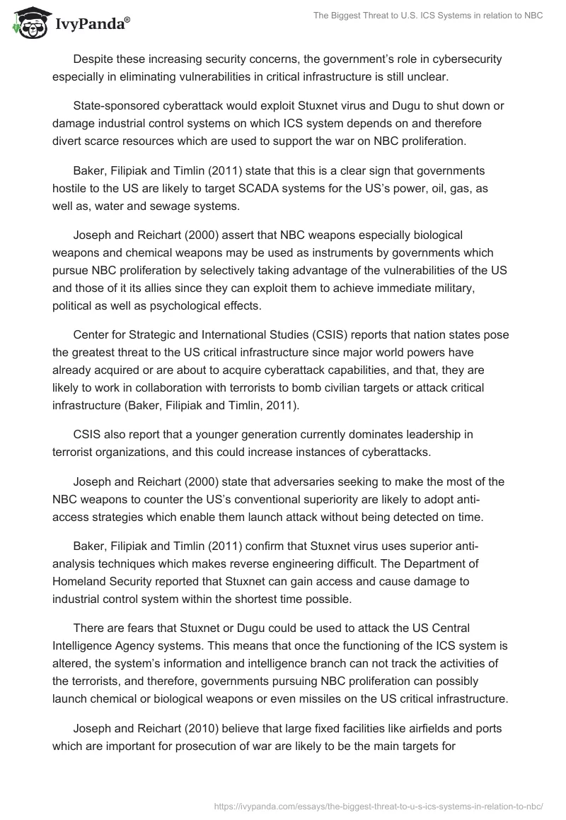 The Biggest Threat to U.S. "ICS Systems in relation to NBC". Page 4