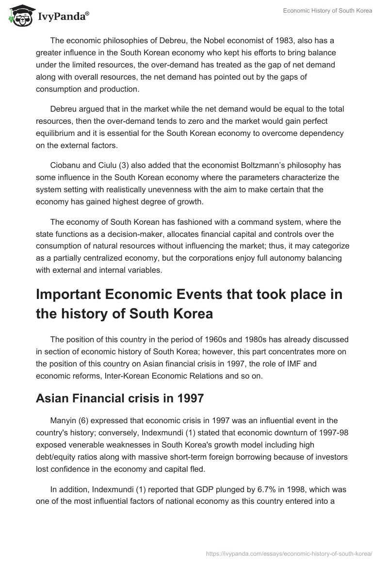 Economic History of South Korea. Page 3